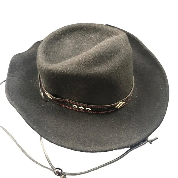 Outback Trading Co Black 100% Wool Cowboy Hat L 1422 Ascot Crushable Waterproof